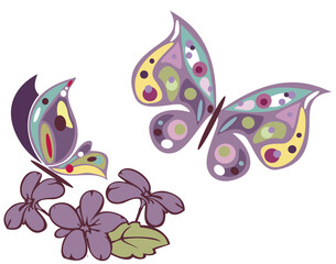 Fototapeta na wymiar butterflies and flowers 3