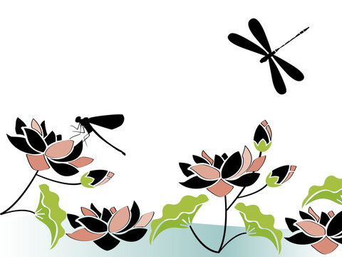 dragonflies and flowers