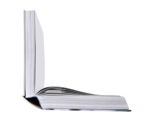 Open book isolated on transparent background, PNG.