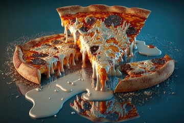Pizza. Illustration. 3D Render. Created with Generative AI