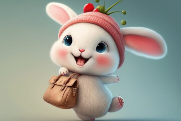 Obraz na płótnie Canvas super cute fairy tale white rabbit Generative AI Digital Illustration Part#90223