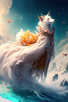 Live wallpaper Whitehaired anime Fox girl Kitsune reads a book DOWNLOAD  FREE 1082144532
