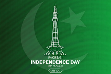 14th of august pakistan independence day celebration background. Happy Pakistan's independence day 14th of august 1947. Vector Illustration. 
 - obrazy, fototapety, plakaty