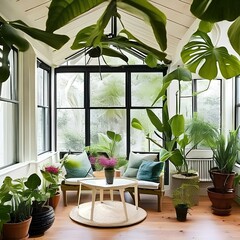 A bright sunroom with indoor plants3, Generative AI