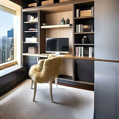 A luxurious home office with a city view1, Generative AI