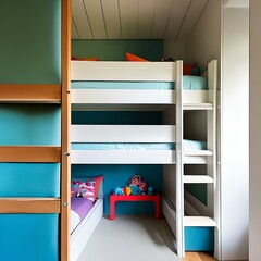 A playful kids room with bunk beds1, Generative AI