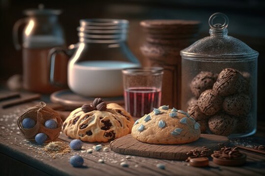 Bakery treats. Illustration. 3D Render. Created with Generative AI