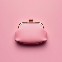 Obraz premium simple pink woman purse n a pink flat Background, clean and minimalist generative ai