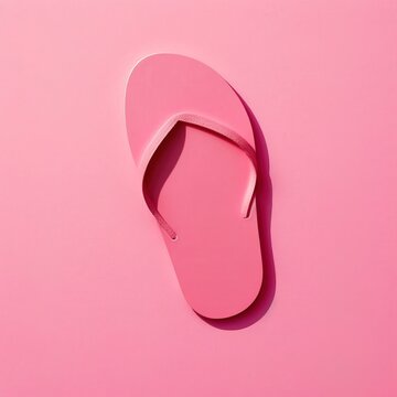 simple pink sandal on a pink flat Background, clean and minimalist generative ai