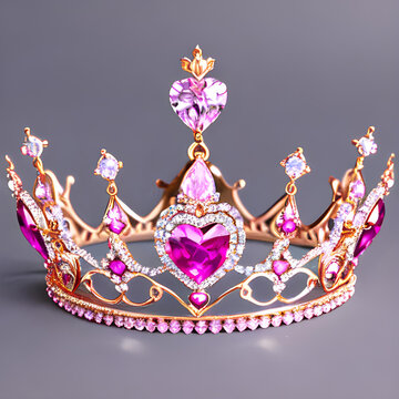 A beautiful and very girly golden pink tiara (a.i. generated)