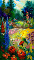 Fototapeta na wymiar A colorful flower garden