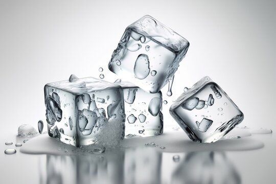 ice cubes on a white background