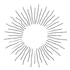 Fototapeta premium Sunburst doodle line art. Sunburst explosion of rays, sunbeam sunburst icon with circle explosion. Royalty high-quality free stock photo Retro sketch radial rays isolated on white background