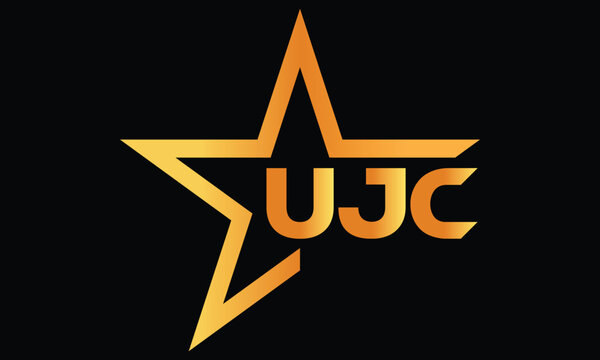 UJC golden luxury star icon three letter logo design vector template. royal logo | luxury logo | jewelry logo | premium logo | iconic logo | Victoria logo |	