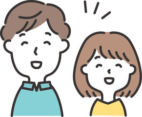 笑顔の若い夫婦のイラスト