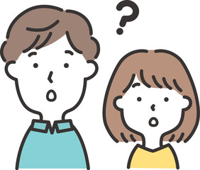 わからないことがある若い夫婦のイラスト