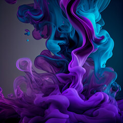 Plakat Blue and purple liquid smoke abstract background.generative ai