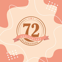 72nd anniversary celebration logo vector design with brown color background and brown color later abstract design
