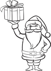 Coloring Book Santa Claus with Christmas gift copy - PNG image with transparent background