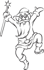 Coloring Book Santa jumping - PNG image with transparent background