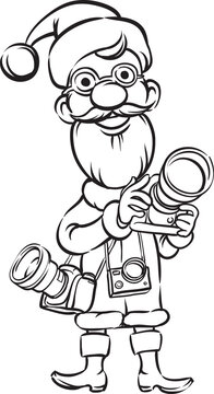 Coloring Book Santa Claus photographer - PNG image with transparent background