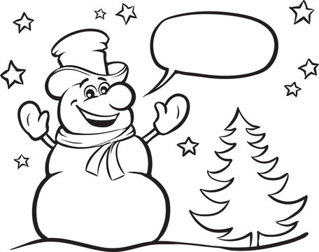 Coloring Book Snowman - PNG image with transparent background