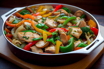 H&auml;hnchen Gem&uuml;se Pfanne - Generative Ai