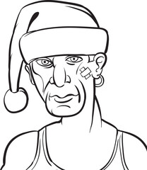 whiteboard drawing bad Santa - PNG image with transparent background