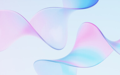 Flowing wave transparent glass cloth, 3d rendering.