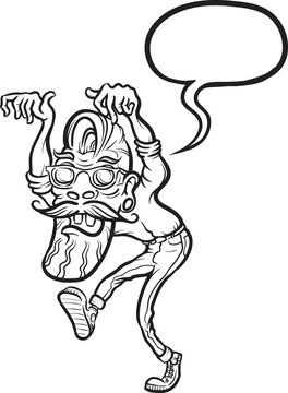 whiteboard drawing angry zombie hipster - PNG image with transparent background