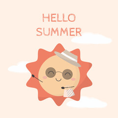 Sun wearing hat and Sunglasses and holding shopping bag