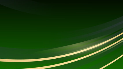 Geometric dark green abstract background with golden line diagonal and lighting effect. Luxury template design. Vector illustration.