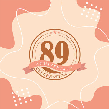 89th anniversary celebration logo vector design with brown color background and brown color later abstract design
