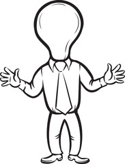 whiteboard drawing businessman lighting like a bulb - PNG image with transparent background