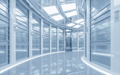 Sever racks and data center, big data and cloud computing concept, 3d rendering.