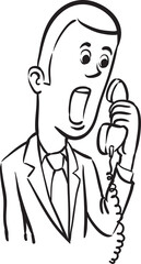 whiteboard drawing caricature businessman on the phone - PNG image with transparent background