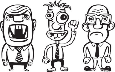 whiteboard drawing caricature businessmen team - PNG image with transparent background