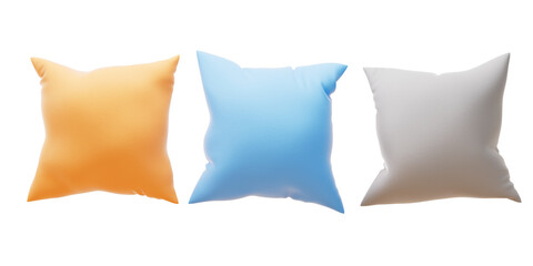 Soft and inflatable throw pillows, 3d rendering.