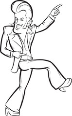 whiteboard drawing cartoon disco dancer - PNG image with transparent background