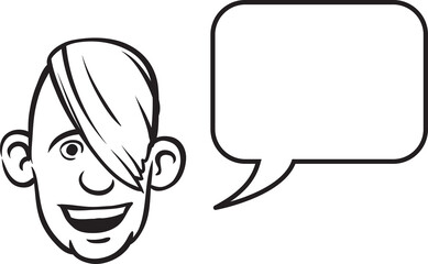 whiteboard drawing cartoon face with speech bubble - PNG image with transparent background