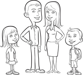 whiteboard drawing cartoon family - PNG image with transparent background