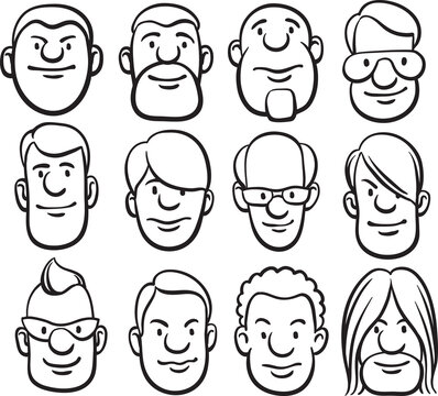 whiteboard drawing cartoon faces - PNG image with transparent background