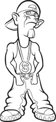 whiteboard drawing cartoon hip hop performer - PNG image with transparent background