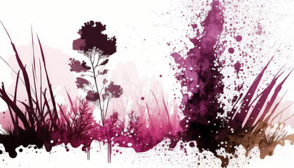 Abstract art illustration, watercolor of pink spring landscape background. Generative AI