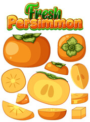 Set of persimmon fruit isolated