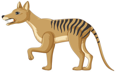 Obraz na płótnie Canvas Tasmanian tiger extinct animal vector