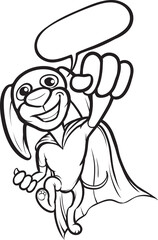whiteboard drawing cheerful cartoon super dog - PNG image with transparent background