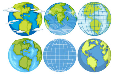 Set of earth globes isolated