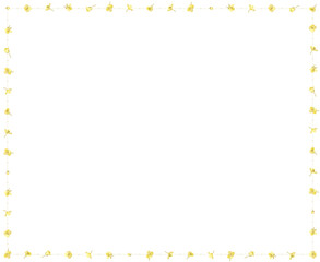 ゴールド系なナノハナとドットの矩形な飾り枠
