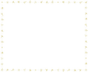 Fototapeta premium 線画風ナノハナとドットの矩形な飾り枠 
